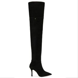 NEW Larroude Kate Over The Knee Thigh High Boots Black Suede Leather US Sz 6 6.5
